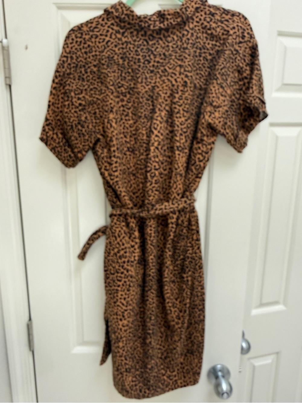 J Crew linen blend short sleeve shirt dress leopard print - Picture 5 of 7